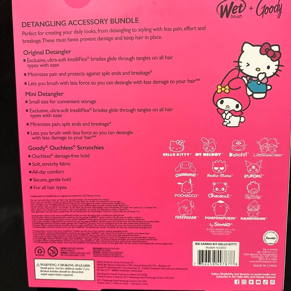 Wet Brush and Goody Special Edition Hello Kitty‎ Brush set with Scrunchies